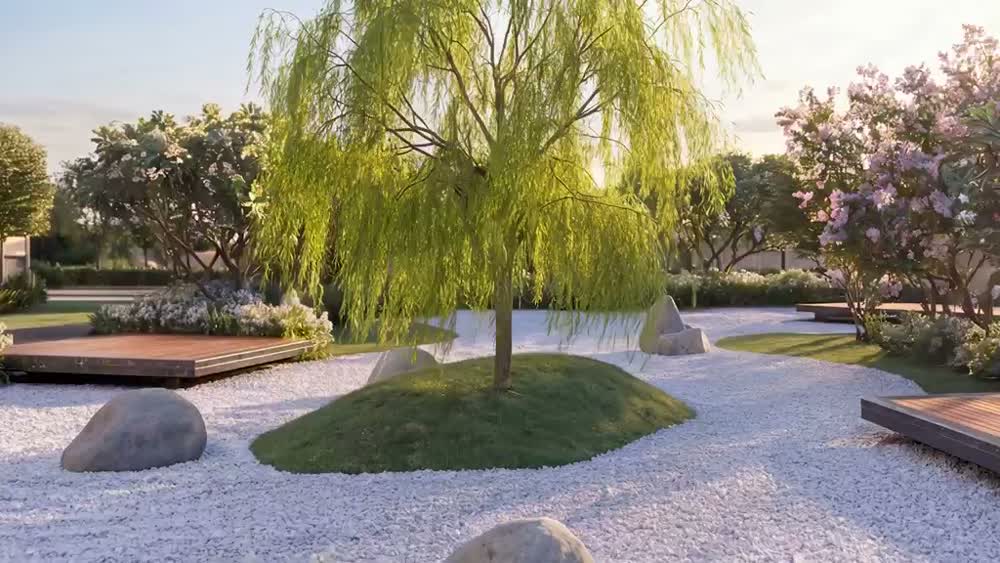 A short landscape film exploring planted outdoor spaces and garden pathways in the reference collection.